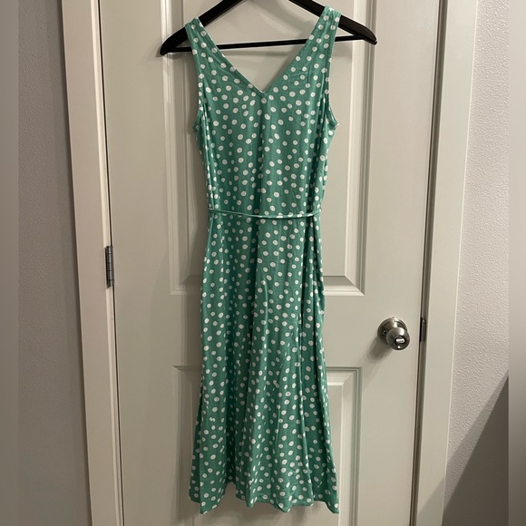 NWT XXSP LOFT Dotted Godet Double V Midi Dress - Picture 2 of 4